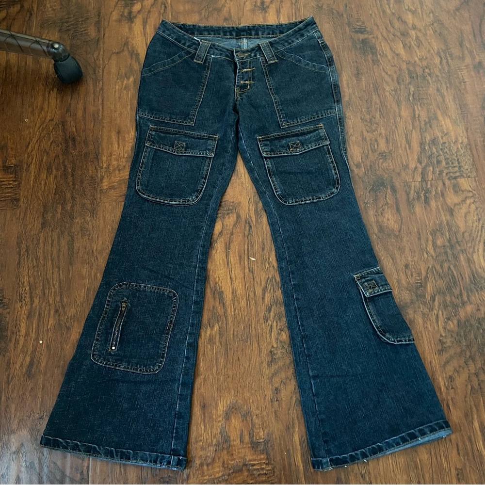 Vintage 90s y2k goth denim low rise flare jeans.